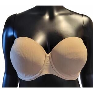 Cacique Beige Lightly Lined Strapless Bra Size 44DD